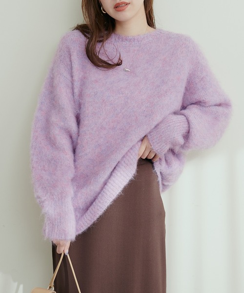natural couture(ナチュラルクチュール)の「リサイクルポリシャギー起毛クルーネックニット(ニット/セーター・レディース・アイボリー/ピンク系その他/オレンジ/ミント/モカ/ブルー・FREE)」の5枚目の写真