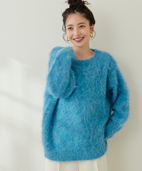 natural couture(ナチュラルクチュール)の「リサイクルポリシャギー起毛クルーネックニット(ニット/セーター・レディース・アイボリー/ピンク系その他/オレンジ/ミント/モカ/ブルー・FREE)」の1枚目の写真