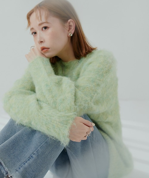 natural couture(ナチュラルクチュール)の「リサイクルポリシャギー起毛クルーネックニット(ニット/セーター・レディース・アイボリー/ピンク系その他/オレンジ/ミント/モカ/ブルー・FREE)」の4枚目の写真