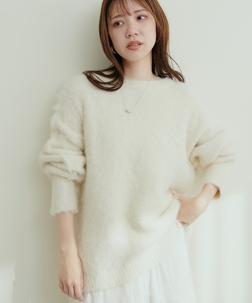 natural couture(ナチュラルクチュール)の「リサイクルポリシャギー起毛クルーネックニット(ニット/セーター・レディース・アイボリー/ピンク系その他/オレンジ/ミント/モカ/ブルー・FREE)」の15枚目の写真