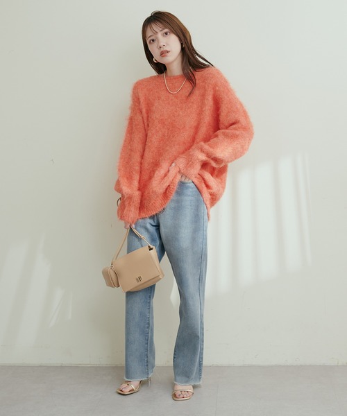 natural couture(ナチュラルクチュール)の「リサイクルポリシャギー起毛クルーネックニット(ニット/セーター・レディース・アイボリー/ピンク系その他/オレンジ/ミント/モカ/ブルー・FREE)」の20枚目の写真