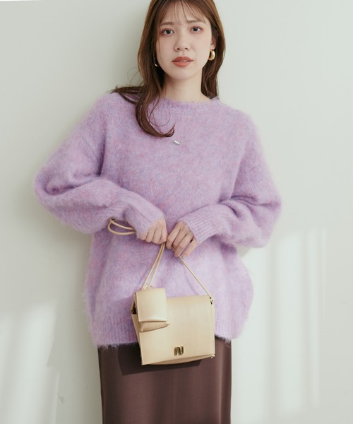 natural couture(ナチュラルクチュール)の「リサイクルポリシャギー起毛クルーネックニット(ニット/セーター・レディース・アイボリー/ピンク系その他/オレンジ/ミント/モカ/ブルー・FREE)」の13枚目の写真