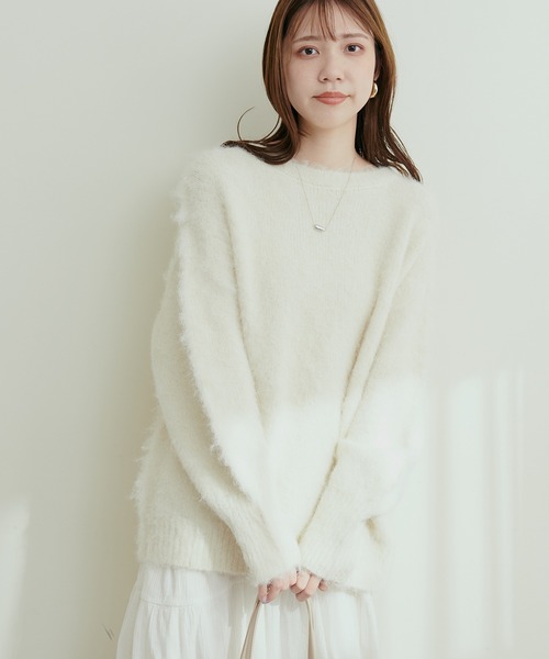 natural couture(ナチュラルクチュール)の「リサイクルポリシャギー起毛クルーネックニット(ニット/セーター・レディース・アイボリー/ピンク系その他/オレンジ/ミント/モカ/ブルー・FREE)」の14枚目の写真