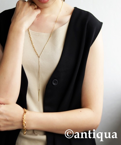 antiqua（アンティカ）の「バーモチーフチェーンネックレス（ネックレス・レディース・ゴールド/シルバー・FREE）」の14枚目の写真