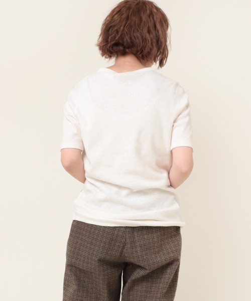 RNA-N(アールエヌエーエヌ)の「M2084 C/HEMPフライス半T(Tシャツ/カットソー・レディース・ブラック/オフホワイト/グレー・MEDIUM)」の6枚目の写真