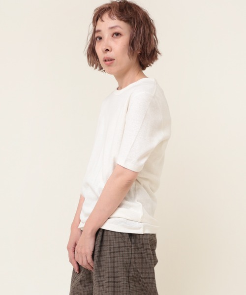 RNA-N(アールエヌエーエヌ)の「M2084 C/HEMPフライス半T(Tシャツ/カットソー・レディース・ブラック/オフホワイト/グレー・MEDIUM)」の5枚目の写真