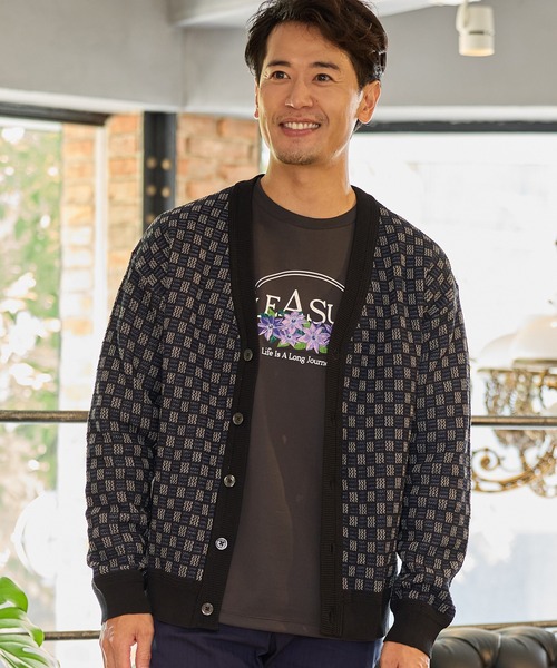 UNION STATION(ユニオンステーション)の「リンクスジャガードニットカーディガン(ニット/セーター・メンズ・ベージュ/ネイビー/ブラック・LL/L/M)」の21枚目の写真