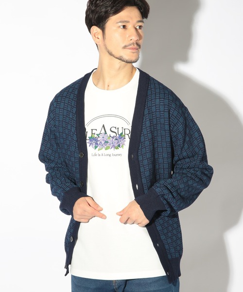 UNION STATION(ユニオンステーション)の「リンクスジャガードニットカーディガン(ニット/セーター・メンズ・ベージュ/ネイビー/ブラック・LL/L/M)」の4枚目の写真