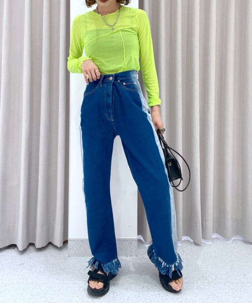 FOREVER 21（フォーエバー トゥエンティーワン）の「フリンジストレートラインデニムパンツ（デニムパンツ・レディース・ブルー・SMALL/MEDIUM/LARGE）」の21枚目の写真