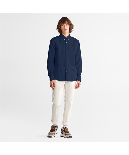Timberland(ティンバーランド)の「長袖 ラベル コットン リネン シャツ メンズ(シャツ/ブラウス・メンズ・ネイビー・X-LARGE/MEDIUM/LARGE)」の2枚目の写真