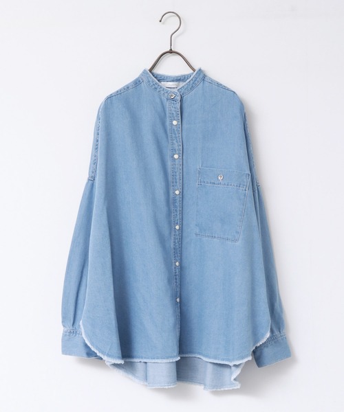 セール】【WEB限定/別注】 バンドカラー オーバーサイズ デニムシャツ