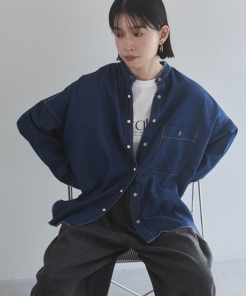 セール】【WEB限定/別注】 バンドカラー オーバーサイズ デニム