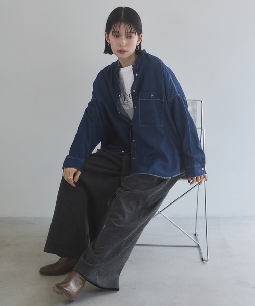 セール】【WEB限定/別注】 バンドカラー オーバーサイズ デニム