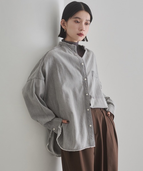 WEB限定/別注】 バンドカラー オーバーサイズ デニムシャツ（シャツ