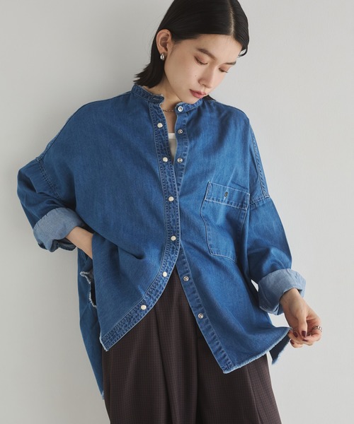 WEB限定/別注】 バンドカラー オーバーサイズ デニムシャツ（シャツ