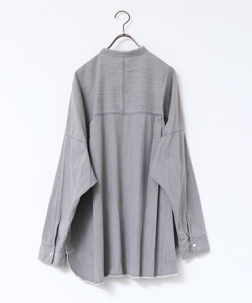 セール】【WEB限定/別注】 バンドカラー オーバーサイズ デニムシャツ