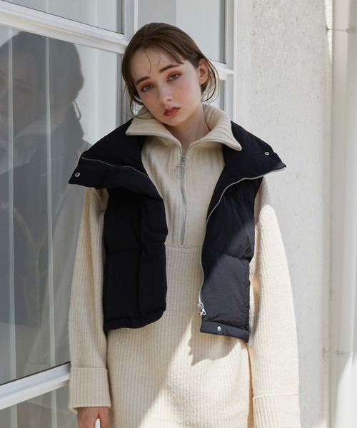 archives（アルシーヴ）の「中綿ショートベスト（ダウンベスト・レディース・ブラック/アイボリー・MEDIUM）」の7枚目の写真