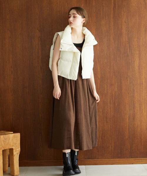 archives（アルシーヴ）の「中綿ショートベスト（ダウンベスト・レディース・ブラック/アイボリー・MEDIUM）」の17枚目の写真