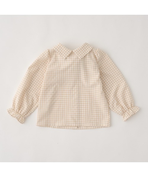 Lycee mine(リセマイン)の「ビッグリボンタイキャンディスリーブブラウス(シャツ/ブラウス・キッズ・サックスブルー/ベージュ/オフホワイト/ブラック・150cm/120cm/100cm/130cm/140cm/110cm)」の7枚目の写真