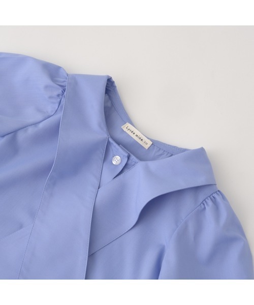 Lycee mine(リセマイン)の「ビッグリボンタイキャンディスリーブブラウス(シャツ/ブラウス・キッズ・サックスブルー/ベージュ/オフホワイト/ブラック・150cm/120cm/100cm/130cm/140cm/110cm)」の9枚目の写真