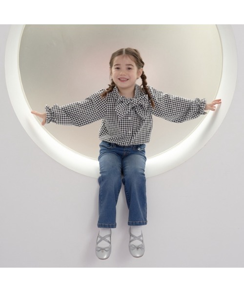 Lycee mine(リセマイン)の「ビッグリボンタイキャンディスリーブブラウス(シャツ/ブラウス・キッズ・サックスブルー/ベージュ/オフホワイト/ブラック・150cm/120cm/100cm/130cm/140cm/110cm)」の22枚目の写真