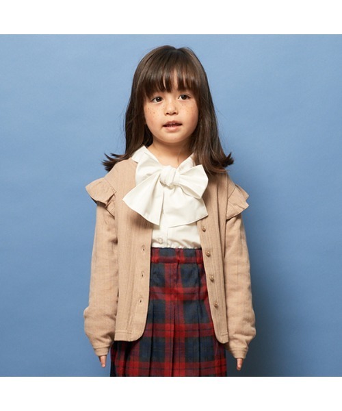 Lycee mine(リセマイン)の「ビッグリボンタイキャンディスリーブブラウス(シャツ/ブラウス・キッズ・サックスブルー/ベージュ/オフホワイト/ブラック・150cm/120cm/100cm/130cm/140cm/110cm)」の12枚目の写真