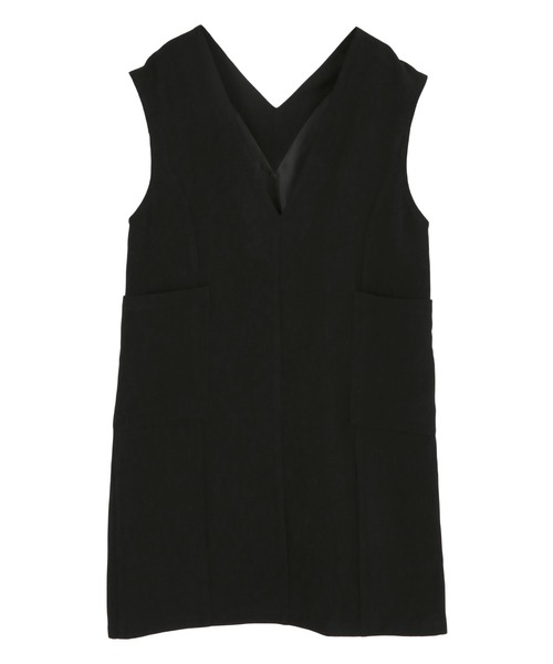 titivate(ティティベイト)の「Vネックミニ丈ジャンパースカート(ジャンパースカート・レディース・ベージュ/ネイビー/ブラック・S/M)」の4枚目の写真