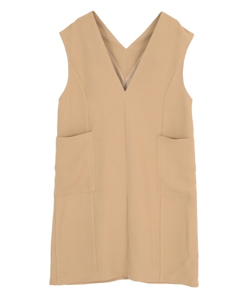 titivate(ティティベイト)の「Vネックミニ丈ジャンパースカート(ジャンパースカート・レディース・ベージュ/ネイビー/ブラック・S/M)」の5枚目の写真