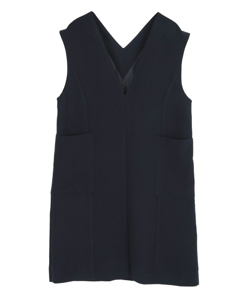 titivate(ティティベイト)の「Vネックミニ丈ジャンパースカート(ジャンパースカート・レディース・ベージュ/ネイビー/ブラック・S/M)」の6枚目の写真