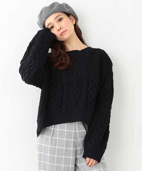 CAROLINA GLASER（カロリナ グレイサー）の「CAROLINA GLASER / ボアニット（ニット/セーター・レディース・クリーム/ネイビー・ONE SIZE）」の13枚目の写真