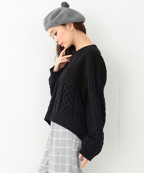 CAROLINA GLASER（カロリナ グレイサー）の「CAROLINA GLASER / ボアニット（ニット/セーター・レディース・クリーム/ネイビー・ONE SIZE）」の14枚目の写真