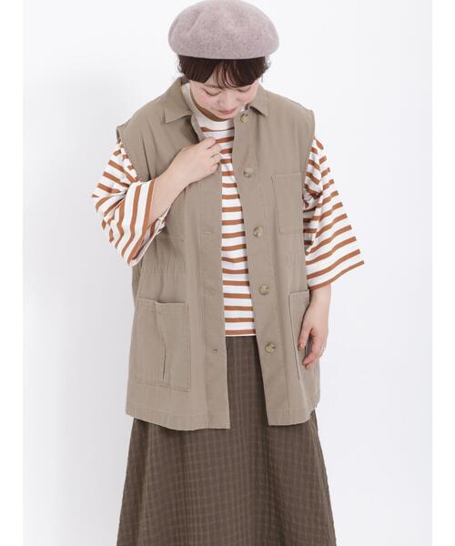 Samansa Mos2（サマンサ モスモス）の「ボーダー胸刺繍カットソー（Tシャツ/カットソー・レディース・ピンク/キャメル/グリーン/オフホワイト・F）」の8枚目の写真