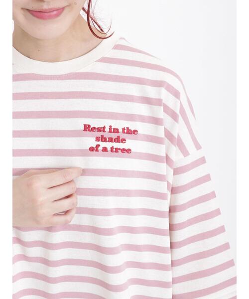 Samansa Mos2（サマンサ モスモス）の「ボーダー胸刺繍カットソー（Tシャツ/カットソー・レディース・ピンク/キャメル/グリーン/オフホワイト・F）」の13枚目の写真