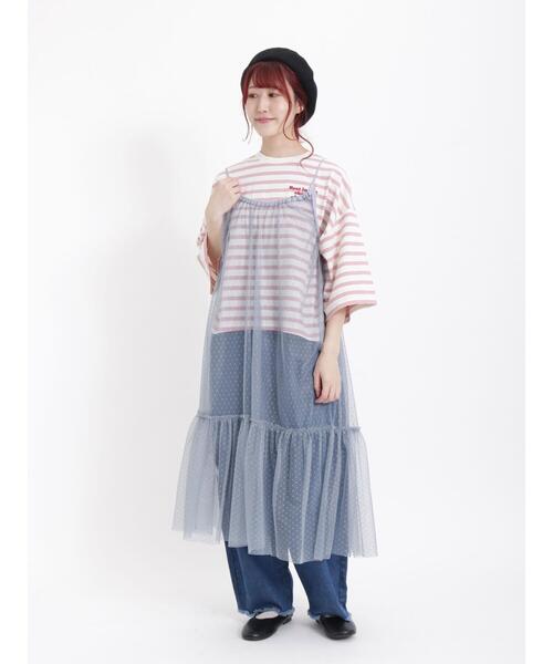 Samansa Mos2（サマンサ モスモス）の「ボーダー胸刺繍カットソー（Tシャツ/カットソー・レディース・ピンク/キャメル/グリーン/オフホワイト・F）」の17枚目の写真