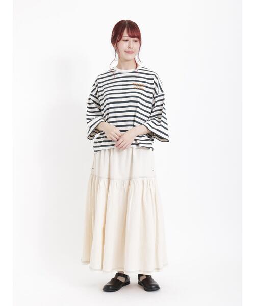 Samansa Mos2（サマンサ モスモス）の「ボーダー胸刺繍カットソー（Tシャツ/カットソー・レディース・ピンク/キャメル/グリーン/オフホワイト・F）」の20枚目の写真