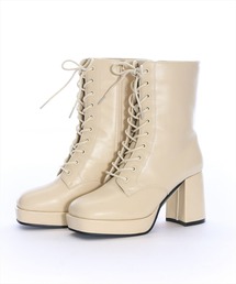 clear | 前後厚底編みあげヒールショートブーツ(ブーツ)