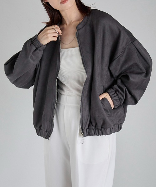 セール】フェイクスウェードジップアップブルゾン（ブルゾン
