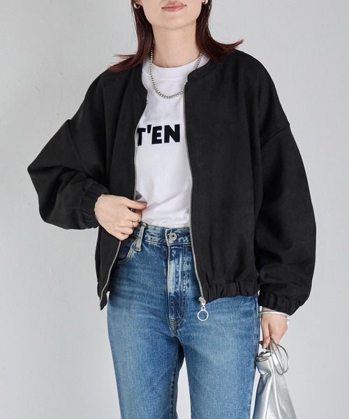 セール】フェイクスウェードジップアップブルゾン（ブルゾン）｜Fizz