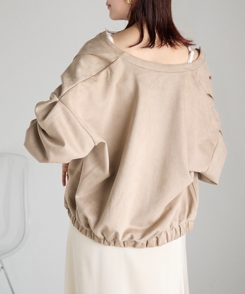 Fizz（フィズ）の「フェイクスウェードジップアップブルゾン（ブルゾン・レディース・アイボリー/グレイッシュベージュ/ピンクベージュ/スミクロ/ブラック・M）」の6枚目の写真