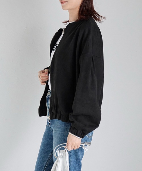 Fizz（フィズ）の「フェイクスウェードジップアップブルゾン（ブルゾン・レディース・アイボリー/グレイッシュベージュ/ピンクベージュ/スミクロ/ブラック・M）」の14枚目の写真