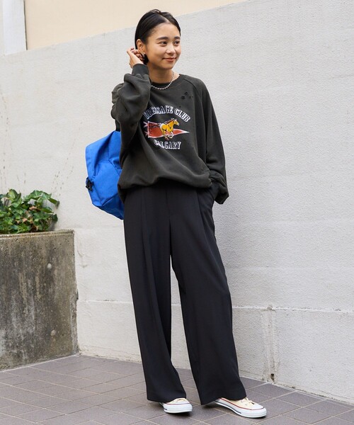 FREAK'S STORE（フリークスストア）の「ダメージ フロッキースウェット（スウェット・レディース・チャコール/ライトグレー・ﾌﾘ-）」の3枚目の写真