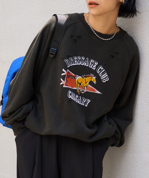 FREAK'S STORE（フリークスストア）の「ダメージ フロッキースウェット（スウェット・レディース・チャコール/ライトグレー・ﾌﾘ-）」の8枚目の写真