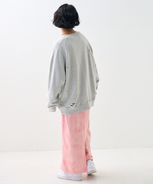 FREAK'S STORE（フリークスストア）の「ダメージ フロッキースウェット（スウェット・レディース・チャコール/ライトグレー・ﾌﾘ-）」の11枚目の写真