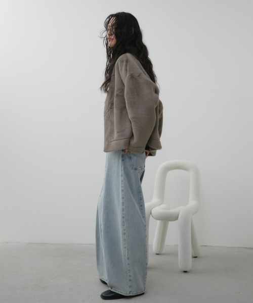 Aunt Marie's(アントマリーズ)の「ファーショートコート(その他アウター・レディース・アイボリー/ブラウン/モカ/グレイッシュベージュ・FREE)」の8枚目の写真