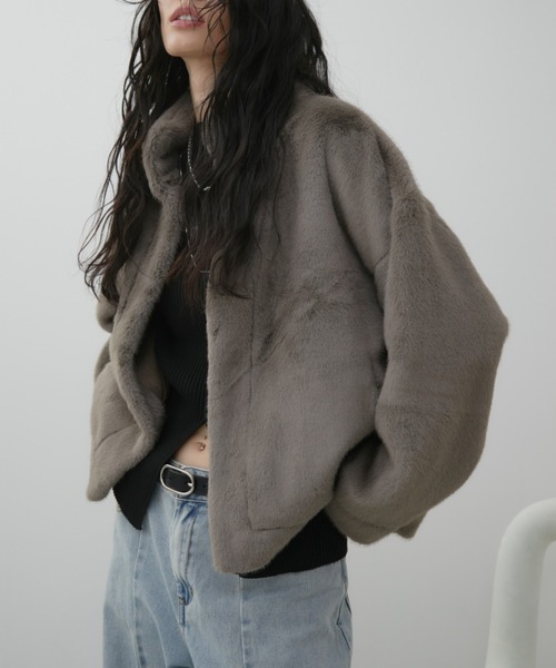 Aunt Marie's(アントマリーズ)の「ファーショートコート(その他アウター・レディース・アイボリー/ブラウン/モカ/グレイッシュベージュ・FREE)」の12枚目の写真