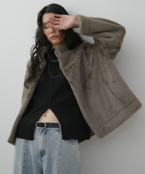 Aunt Marie's(アントマリーズ)の「ファーショートコート(その他アウター・レディース・アイボリー/ブラウン/モカ/グレイッシュベージュ・FREE)」の10枚目の写真