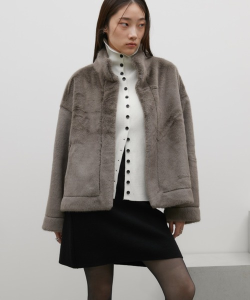 Aunt Marie's(アントマリーズ)の「ファーショートコート(その他アウター・レディース・アイボリー/ブラウン/モカ/グレイッシュベージュ・FREE)」の9枚目の写真