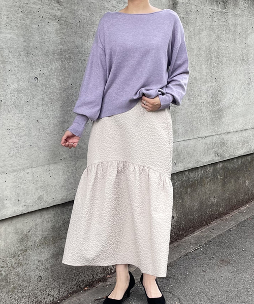 abahouse mavie（アバハウスマヴィ）の「エンボスティアードスカート（スカート・レディース・ブラック/ライム/アイボリー・36/38）」の4枚目の写真