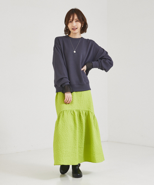 abahouse mavie（アバハウスマヴィ）の「エンボスティアードスカート（スカート・レディース・ブラック/ライム/アイボリー・36/38）」の17枚目の写真
