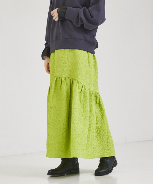 abahouse mavie（アバハウスマヴィ）の「エンボスティアードスカート（スカート・レディース・ブラック/ライム/アイボリー・36/38）」の15枚目の写真